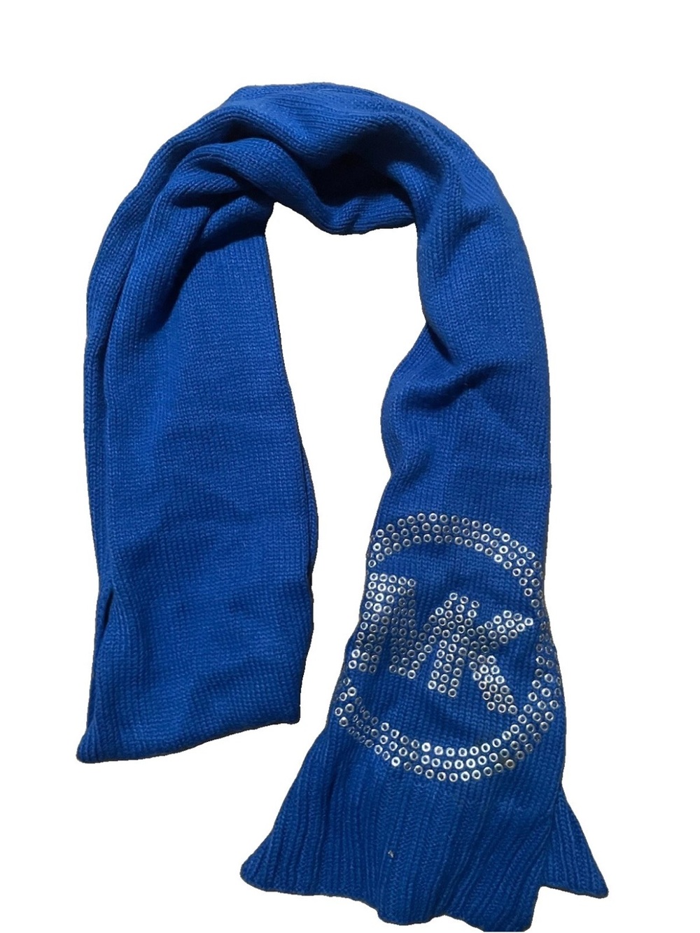 Michael Kors Royal Blue Rhinestone Logo Knit Scarf